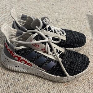 adidas Kids Black & White Knit Sneaker with Red Logo